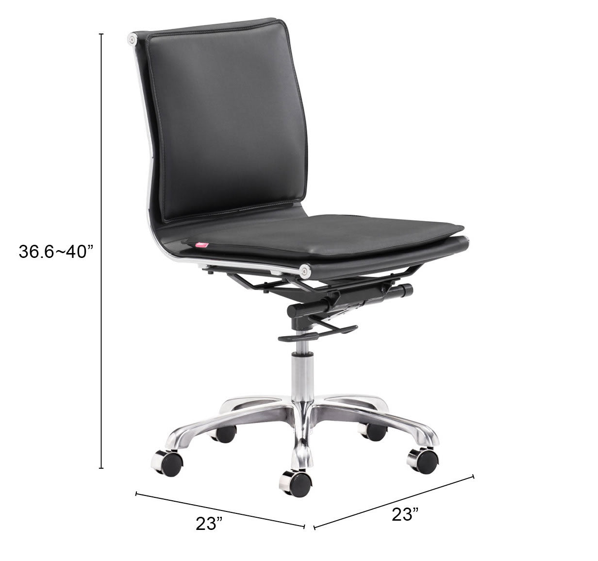 Zuo Modern Lider Plus Armless Office Chair Black