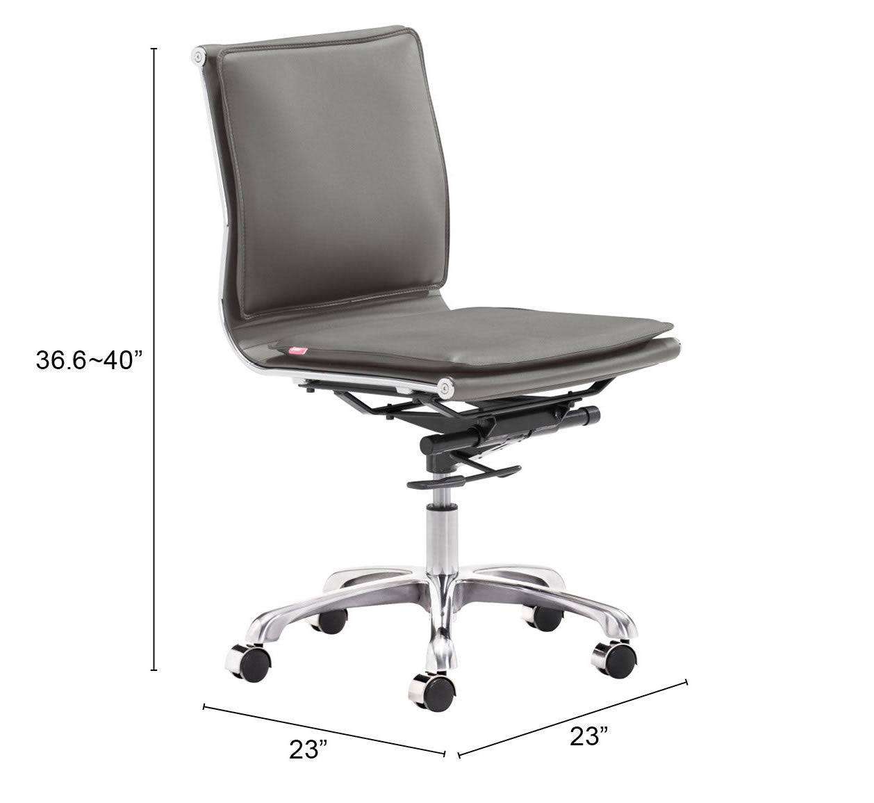 Zuo Modern Lider Plus Armless Office Chair Gray