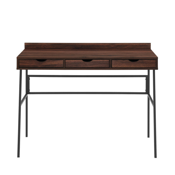 42" 3-Drawer Angled Front Desk - Dark Walnut