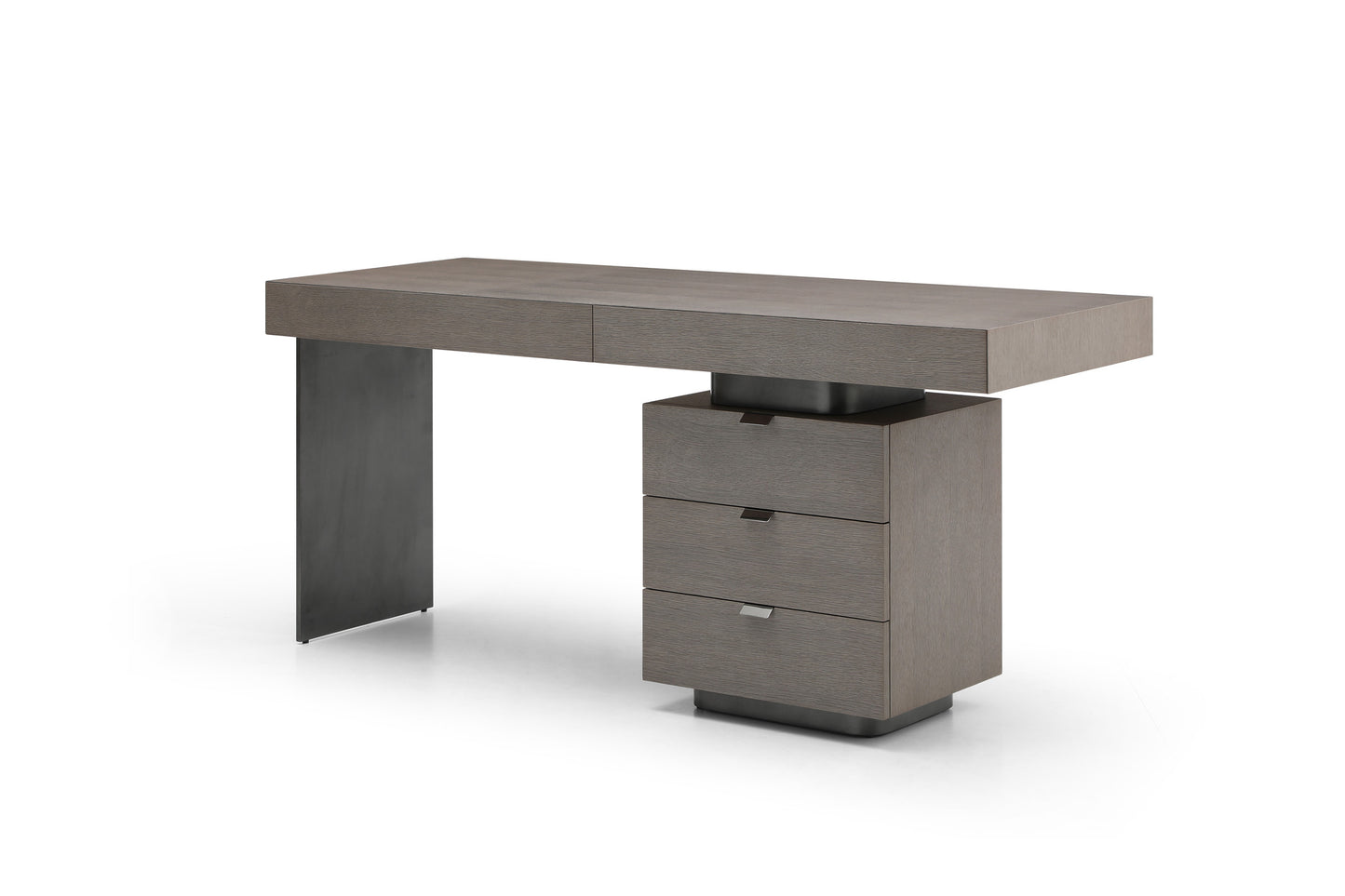 Whiteline Modern Grey Oak Veneer Alma Desk