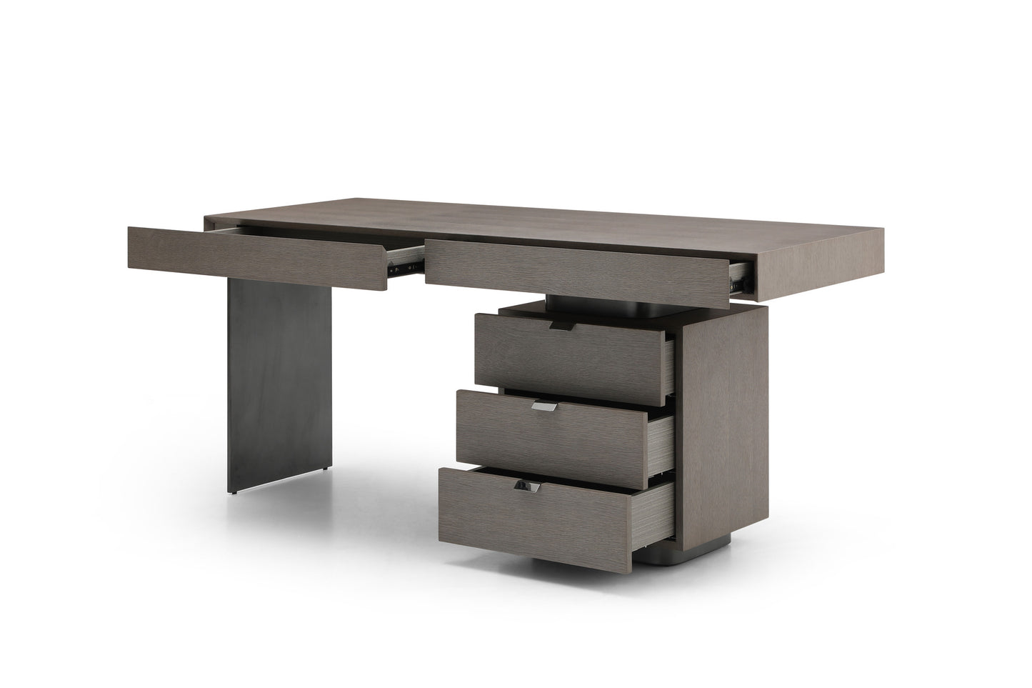 Whiteline Modern Grey Oak Veneer Alma Desk