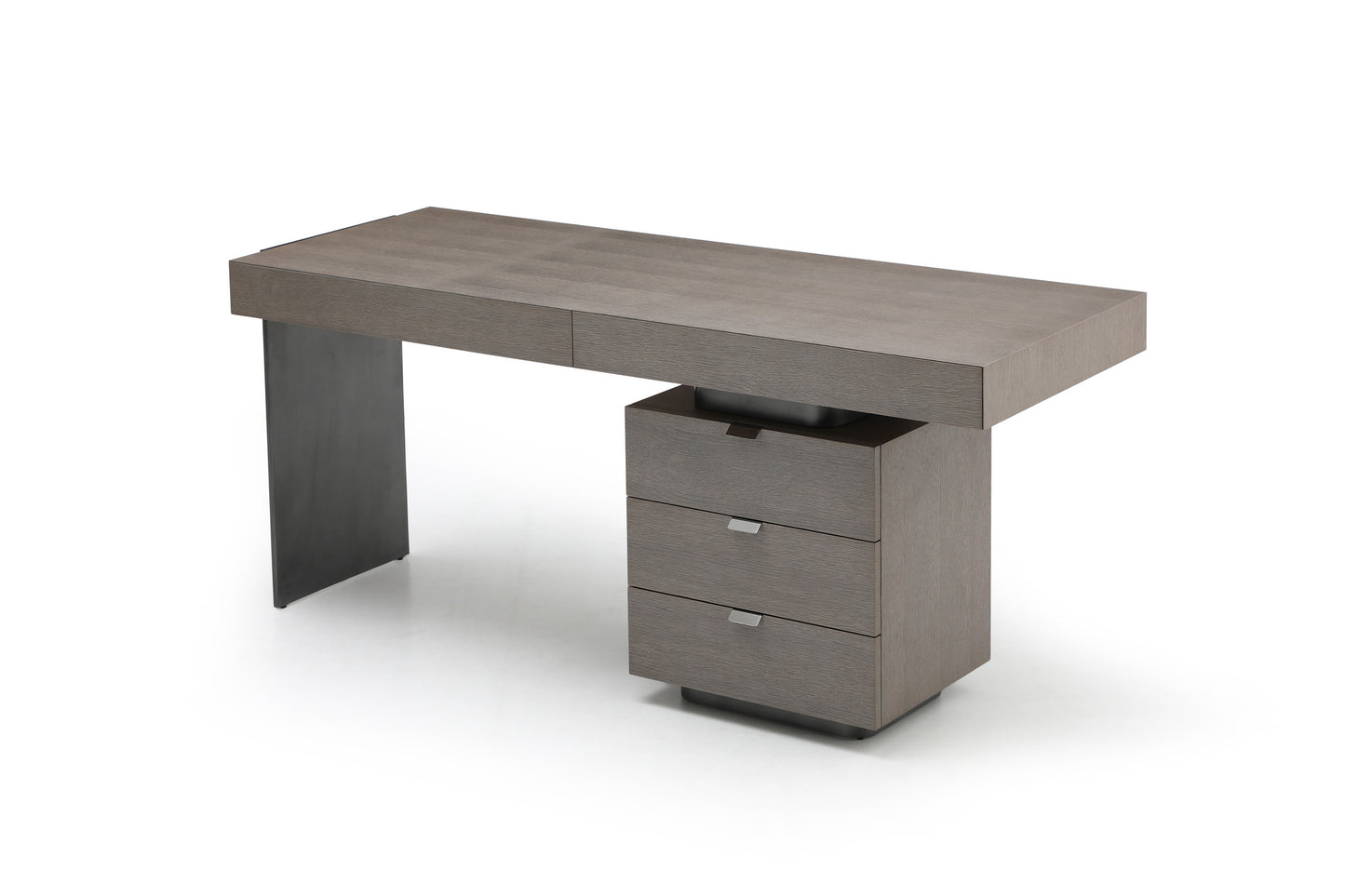 Whiteline Modern Grey Oak Veneer Alma Desk