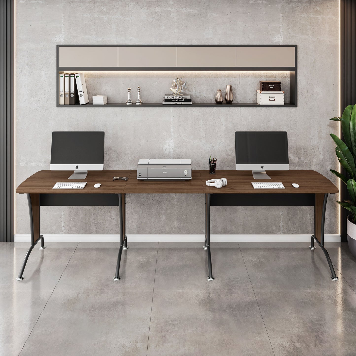 Techni Mobili Deluxe L-Shaped Desk with Inline Team Desk Option