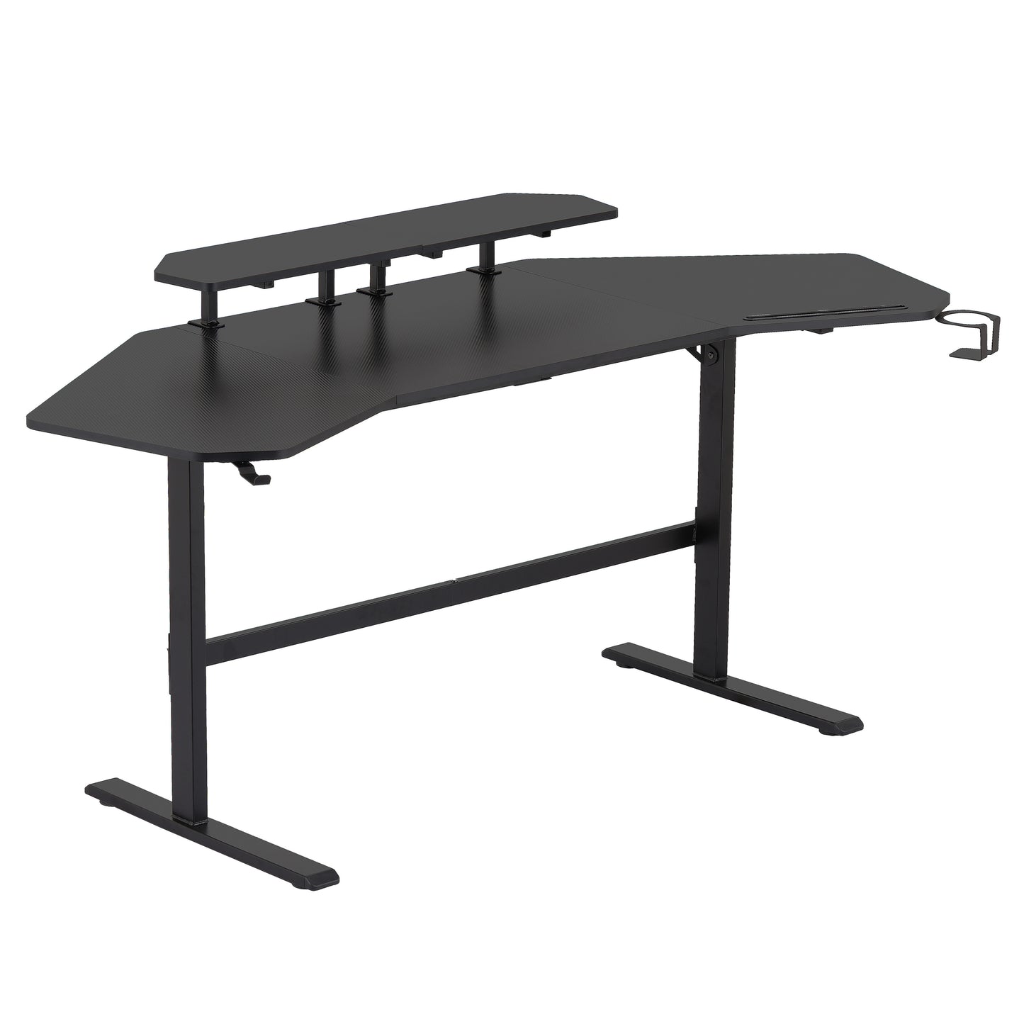 Techni Sport TS91D Gaming Desk with Shelves & Accessory Holder, Black