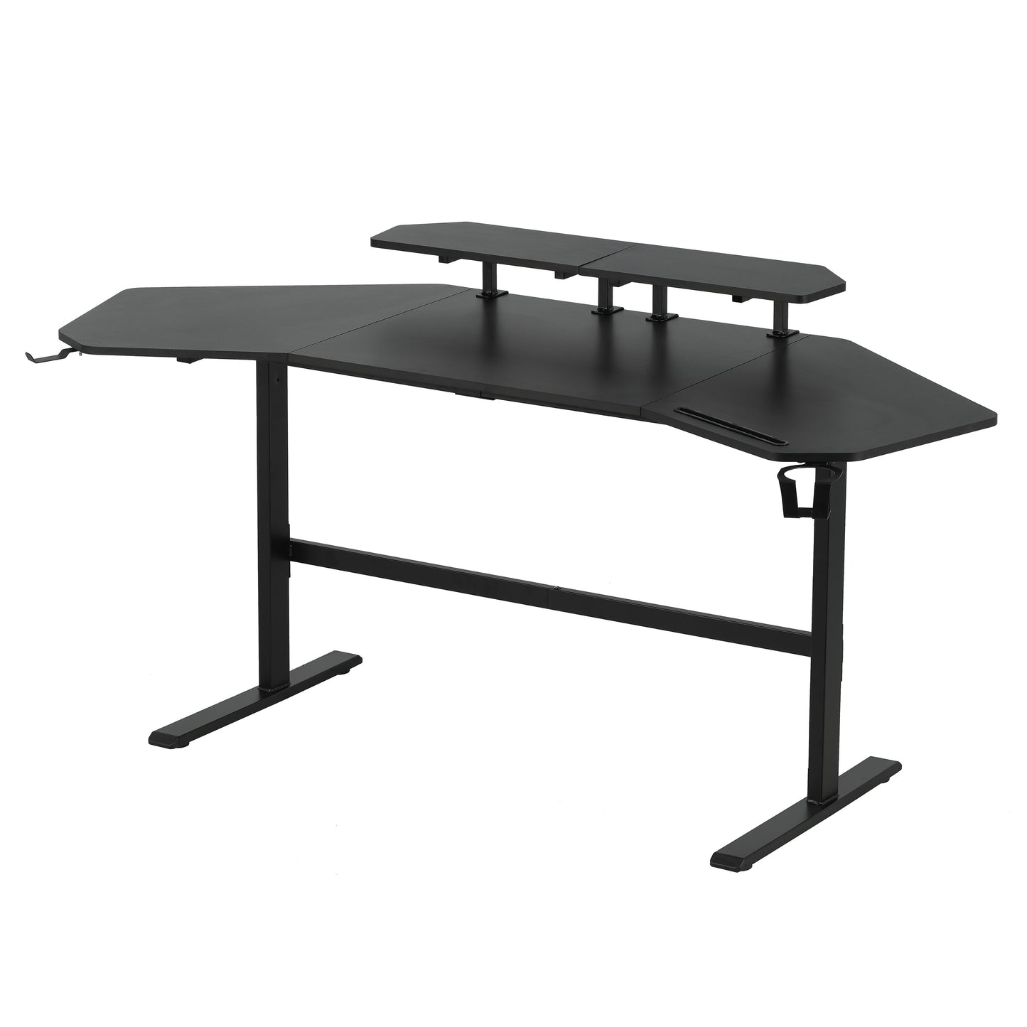 Techni Sport TS91D Gaming Desk with Shelves & Accessory Holder, Black