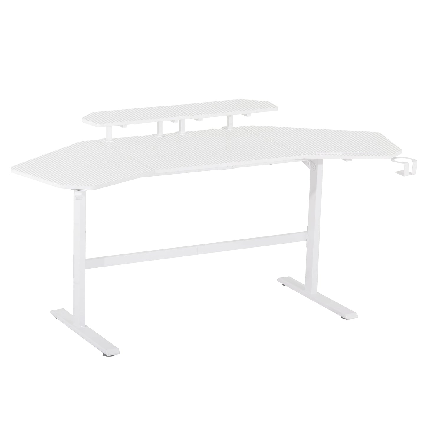 Techni Sport TS91D Gaming Desk with Shelves & Accessory Holder, White