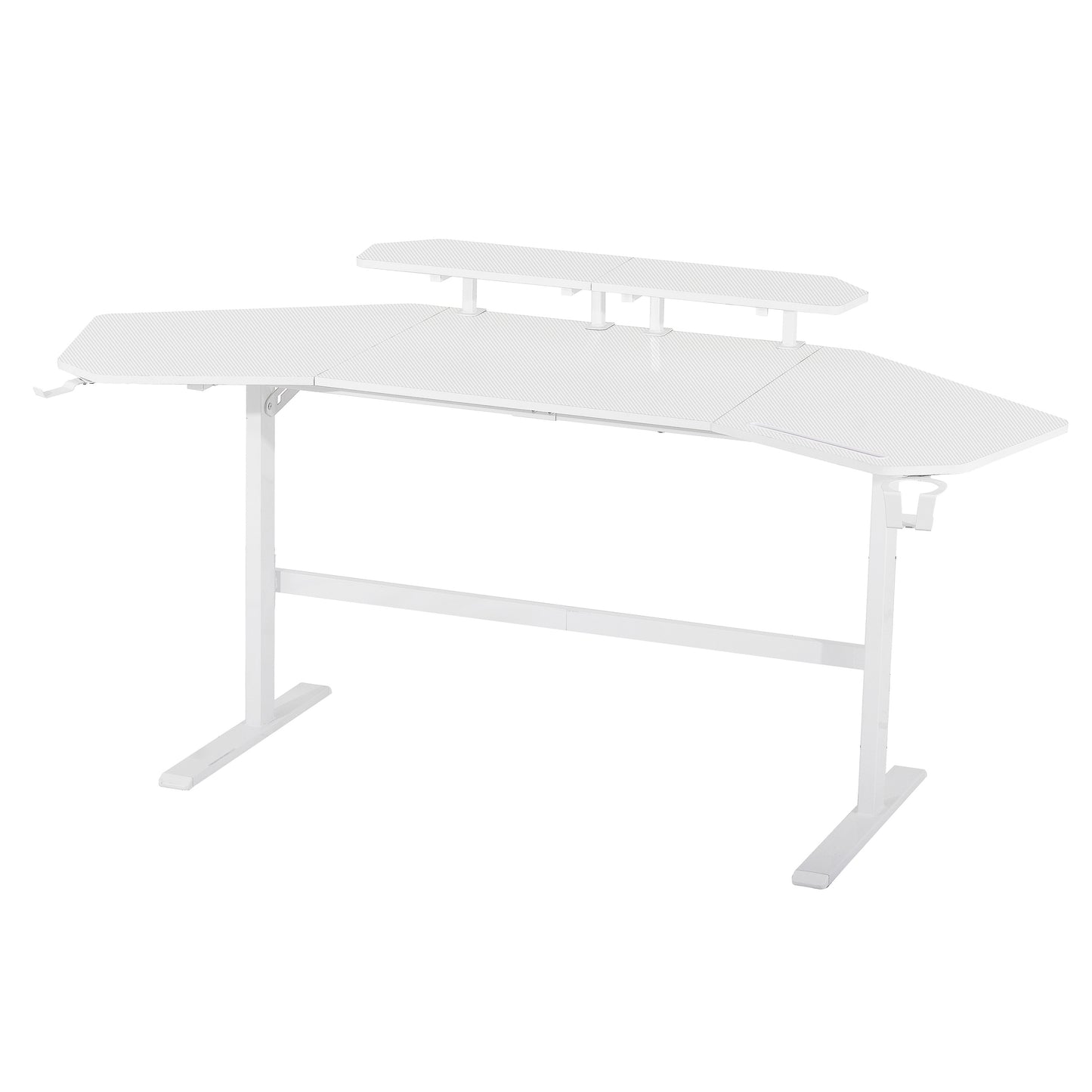 Techni Sport TS91D Gaming Desk with Shelves & Accessory Holder, White
