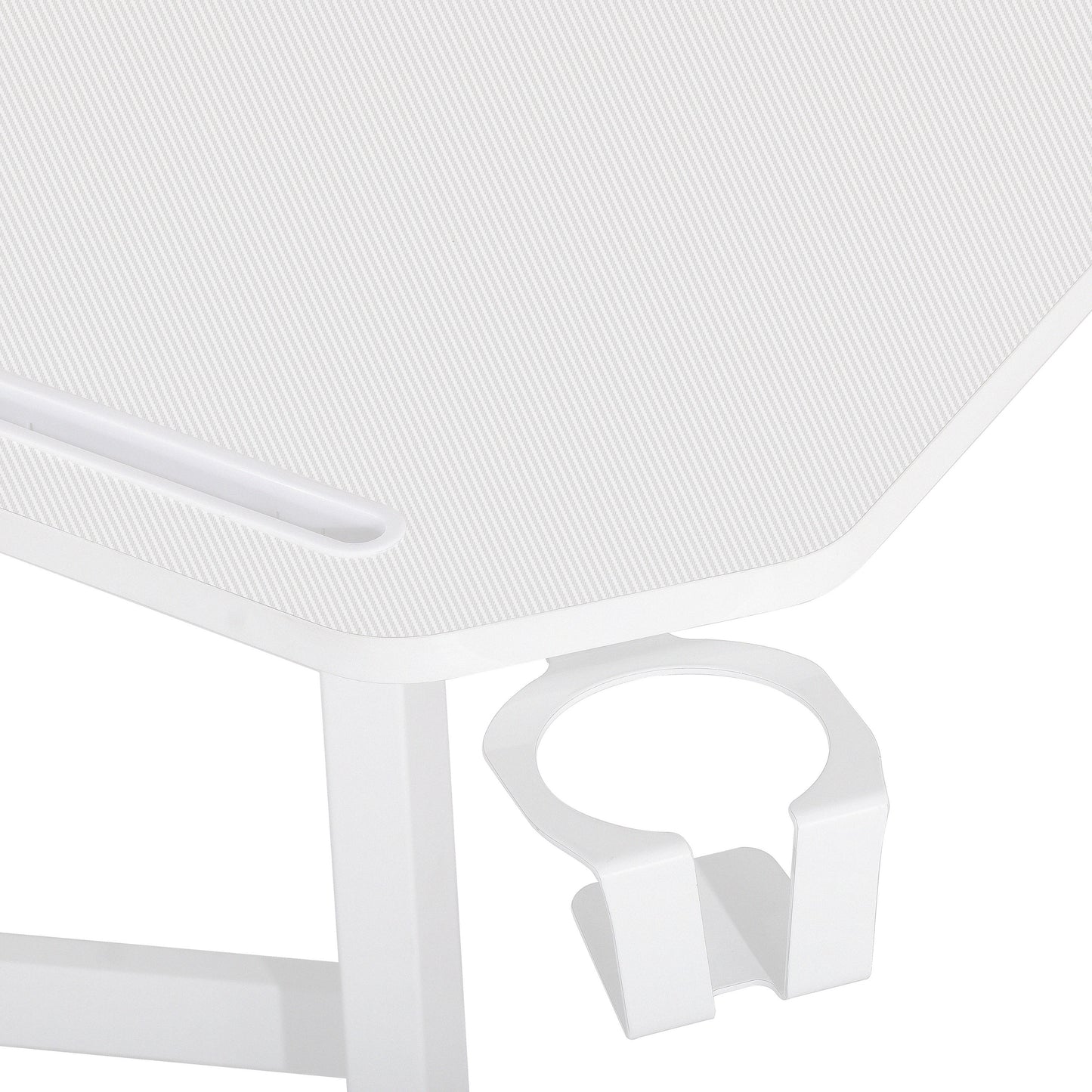 Techni Sport TS91D Gaming Desk with Shelves & Accessory Holder, White