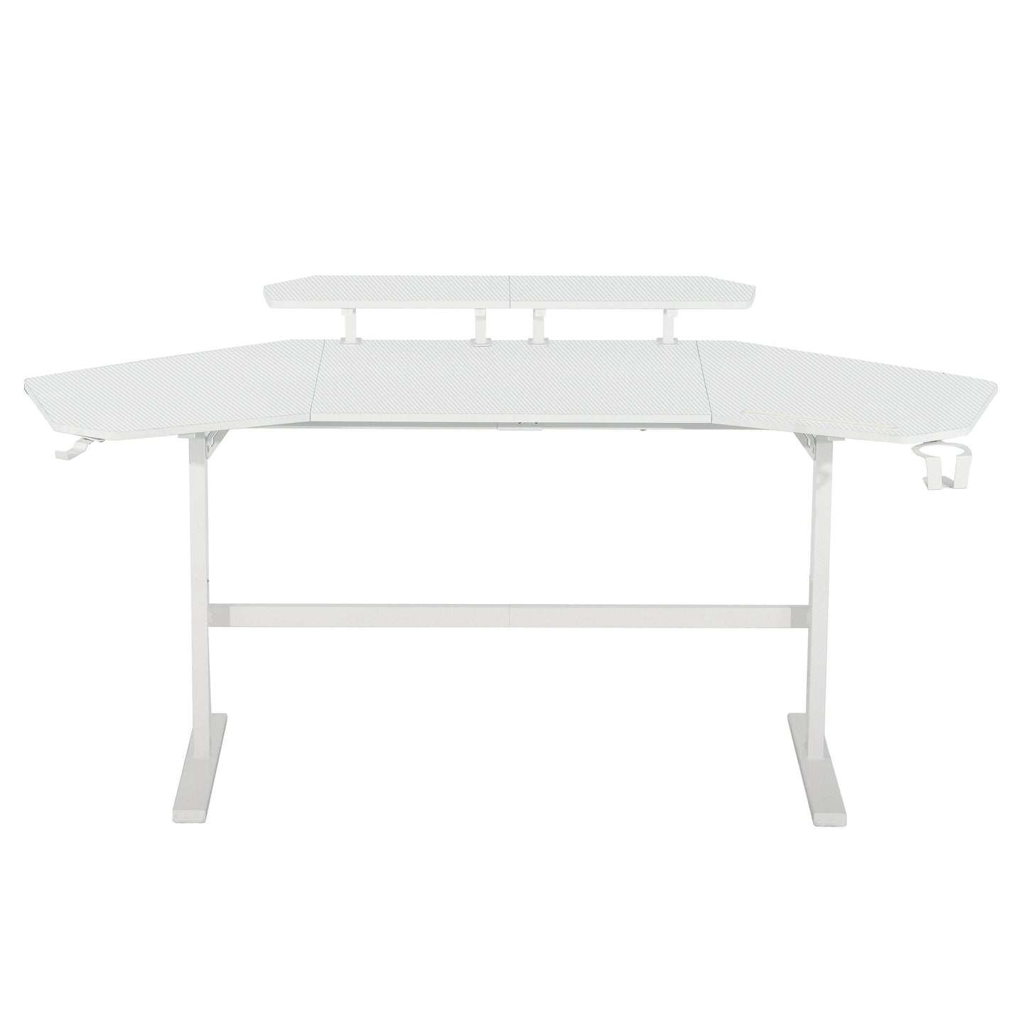 Techni Sport TS91D Gaming Desk with Shelves & Accessory Holder, White