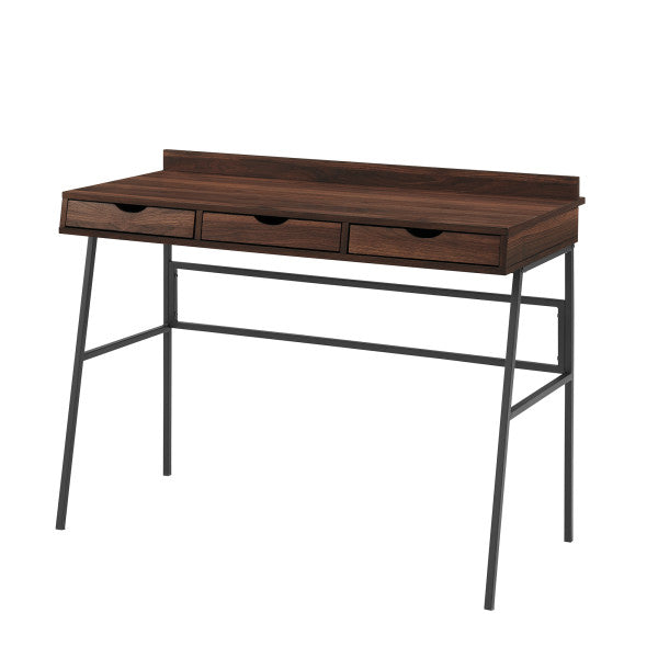 42" 3-Drawer Angled Front Desk - Dark Walnut
