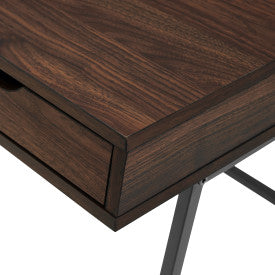 42" 3-Drawer Angled Front Desk - Dark Walnut