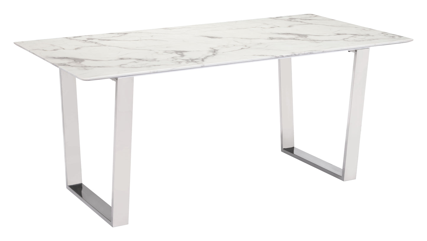 Zuo Modern Atlas Conference Table White & Silver