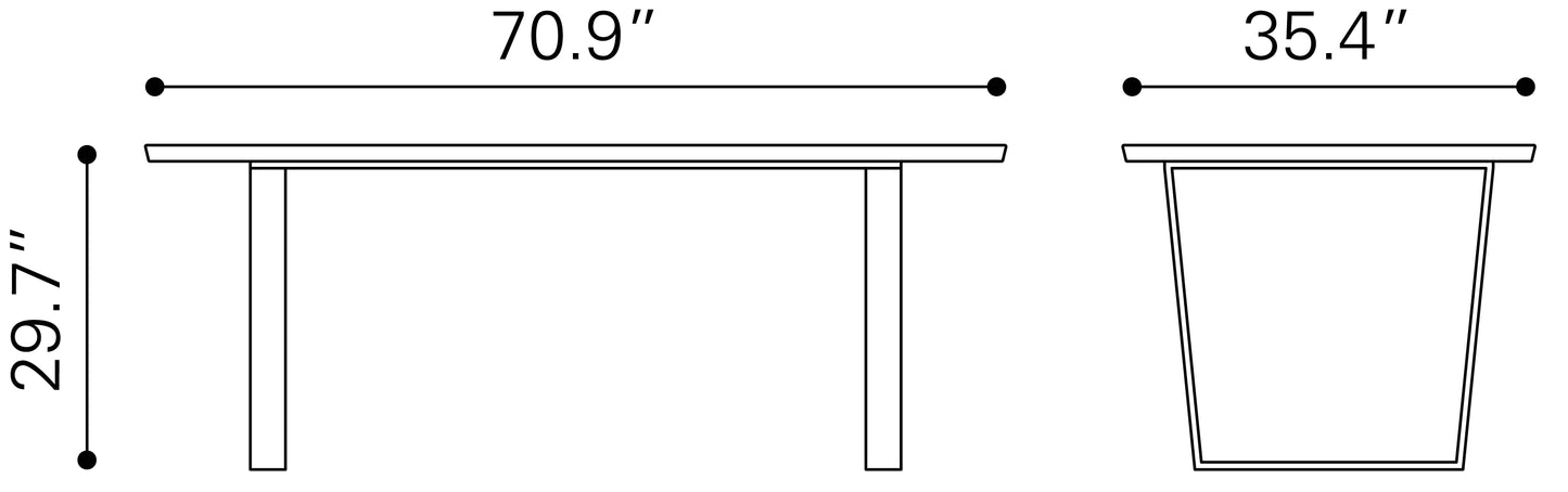 Zuo Modern Atlas Conference Table White & Silver