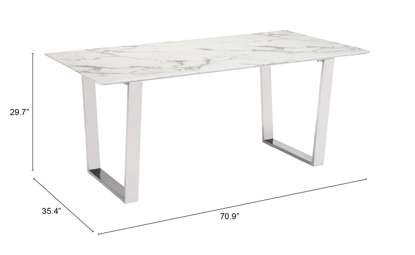 Zuo Modern Atlas Conference Table White & Silver