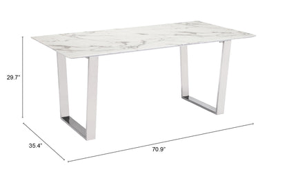 Zuo Modern Atlas Conference Table White & Silver