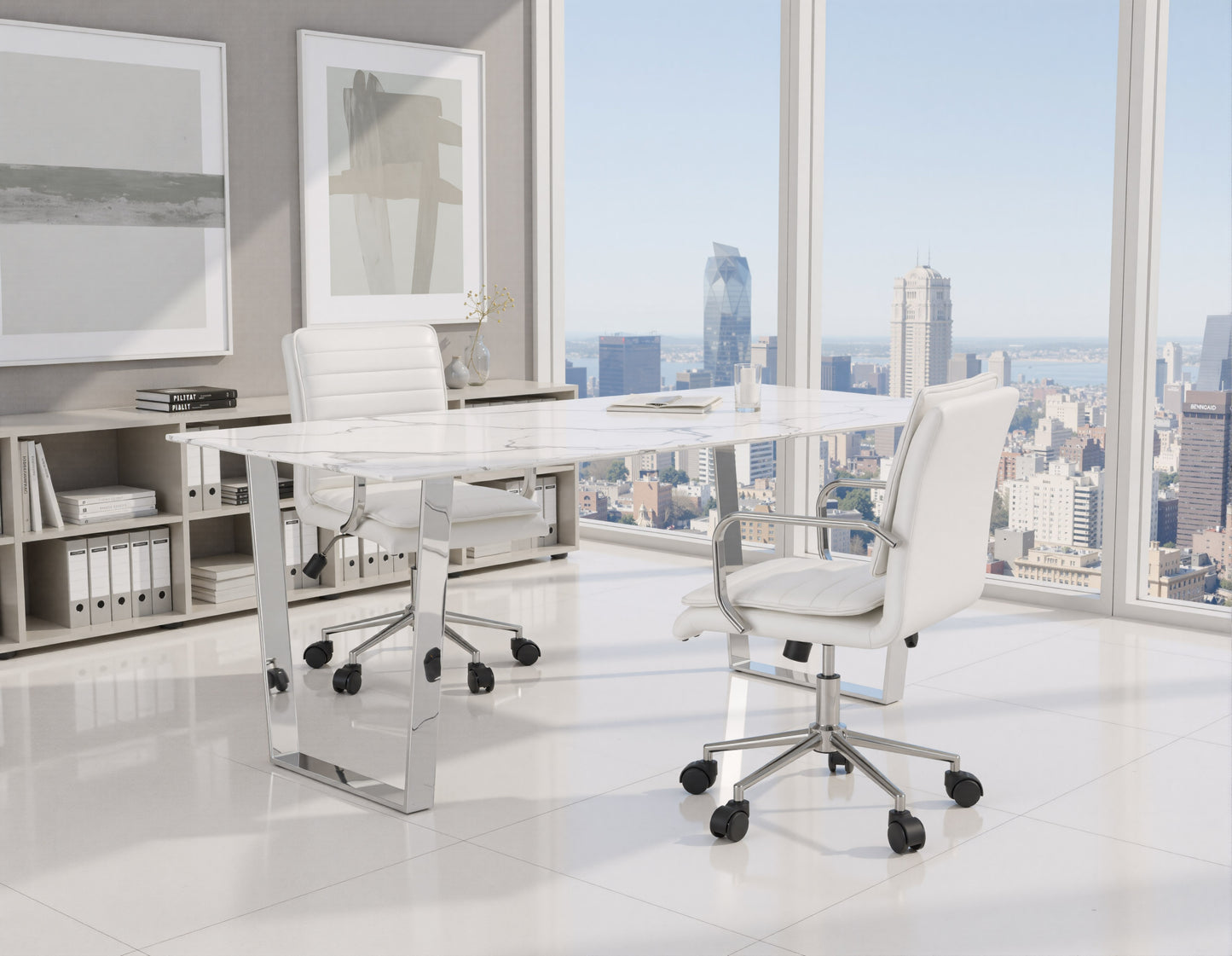Zuo Modern Atlas Conference Table White & Silver