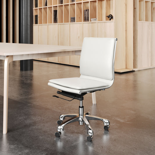 Zuo Modern Lider Plus Armless Office Chair White