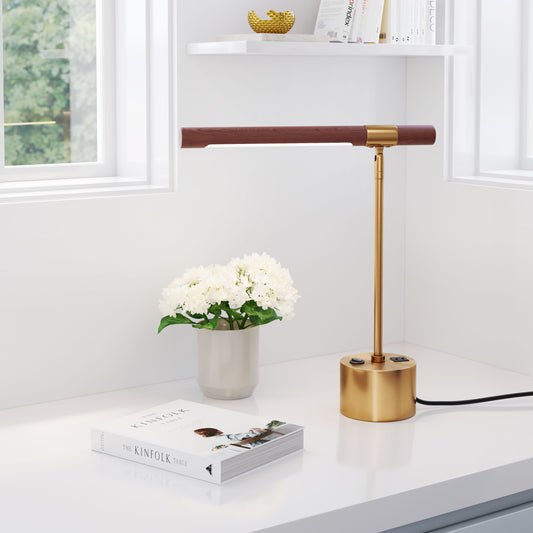 Zuo Modern Kippy Table Lamp Brown & Brass