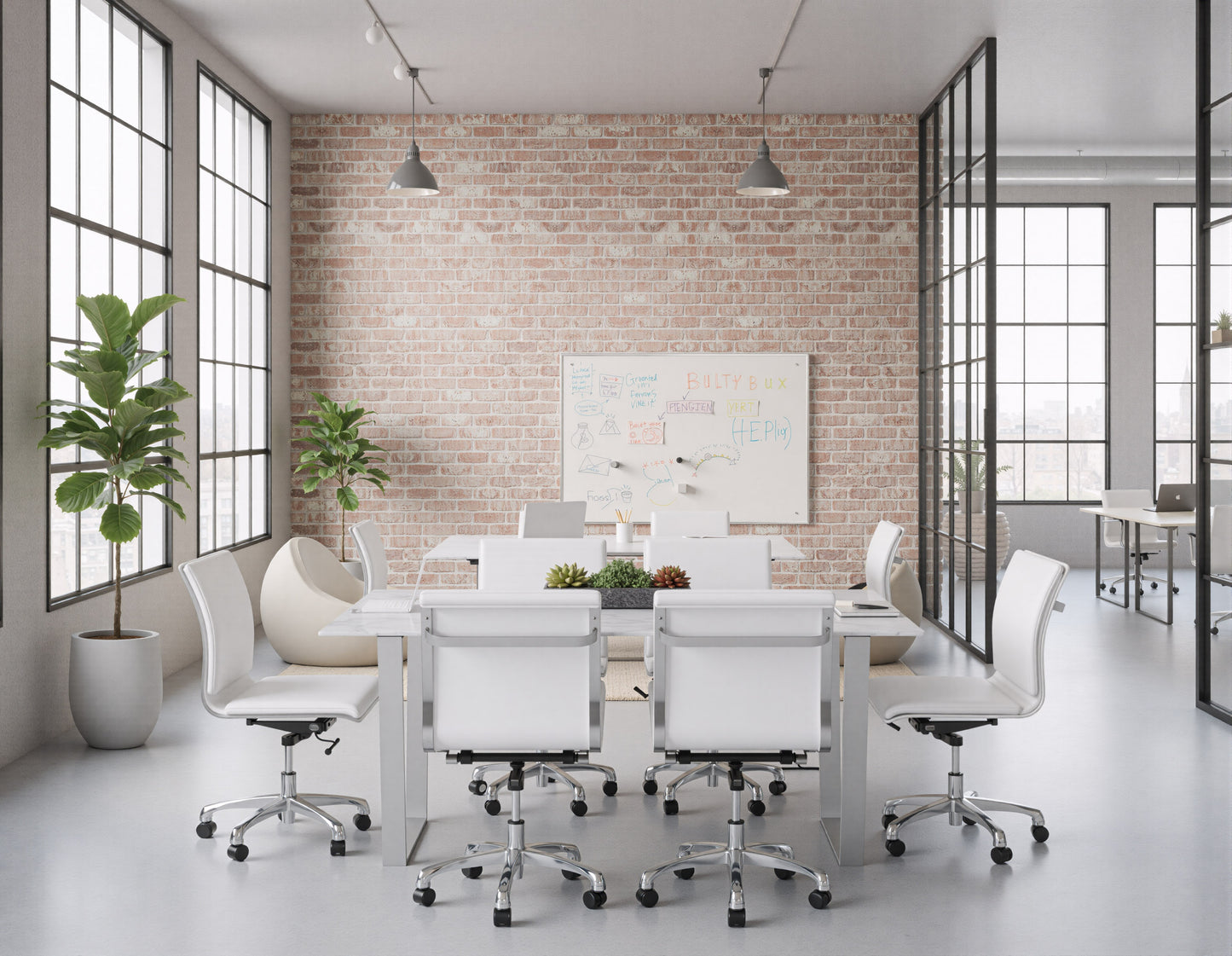 Zuo Modern Atlas Conference Table White & Silver
