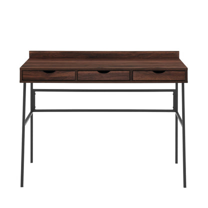 42" 3-Drawer Angled Front Desk - Dark Walnut