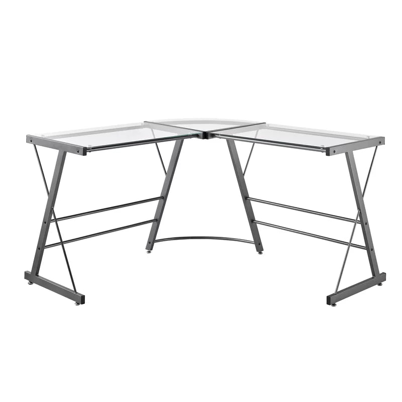 L-Shaped Metal Base Computer Desk