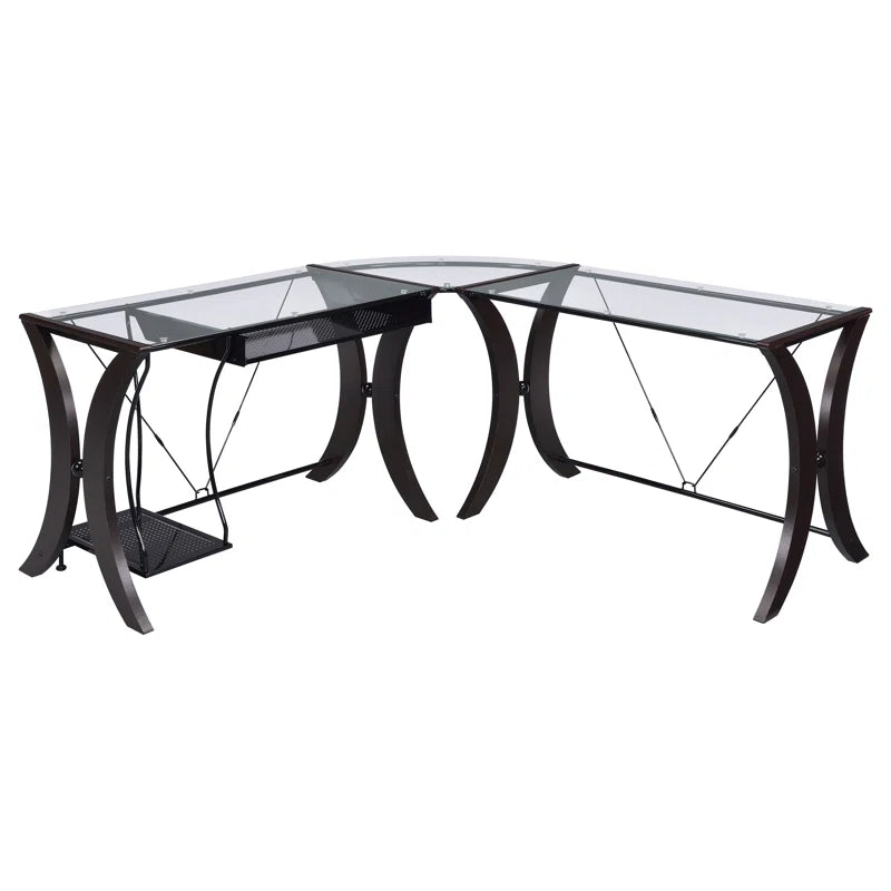 L-Shaped Glass Top Desk