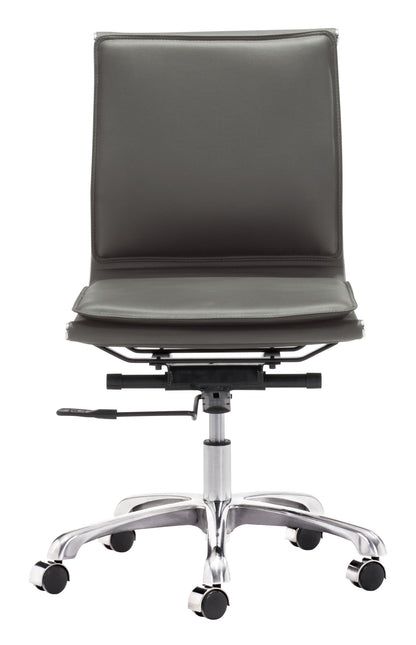 Zuo Modern Lider Plus Armless Office Chair Gray