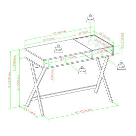 42" X Leg Writing Desk - Birch