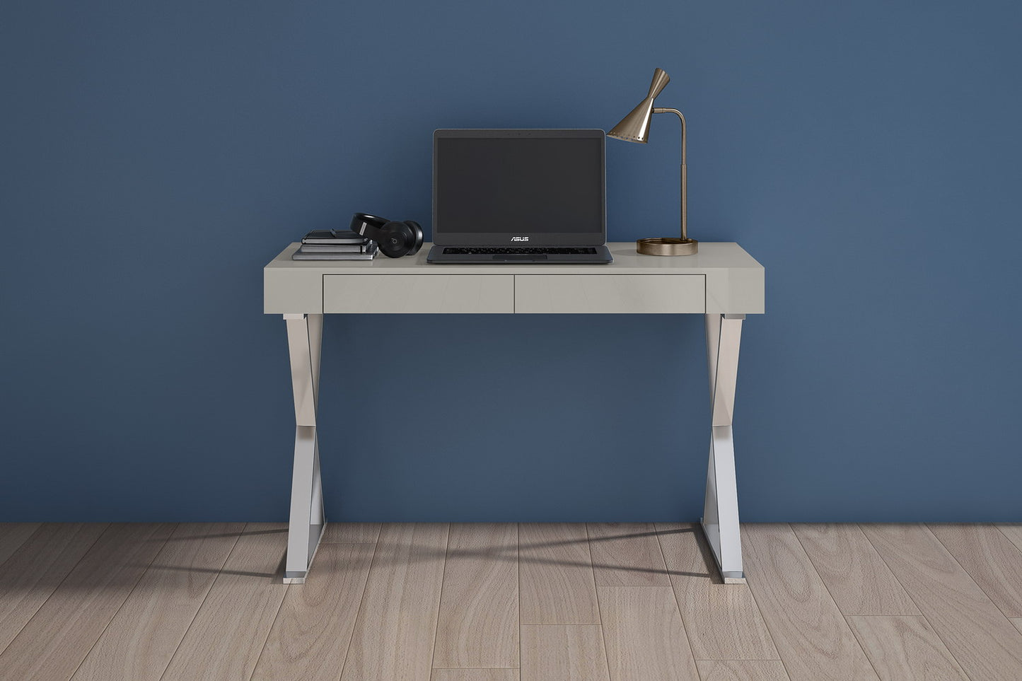 Whiteline Modern Light Grey Elm Desk Large