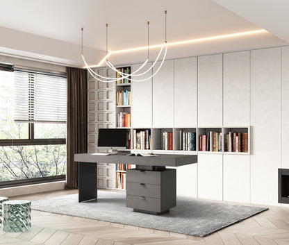 Whiteline Modern Grey Oak Veneer Alma Desk
