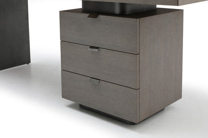 Whiteline Modern Grey Oak Veneer Alma Desk