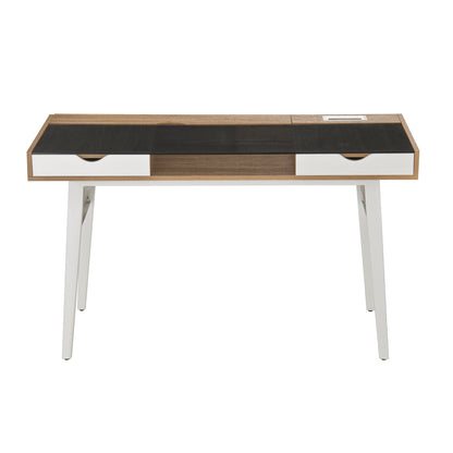 Techni Mobili Compact Computer Desk with Multiple Storage, Walnut