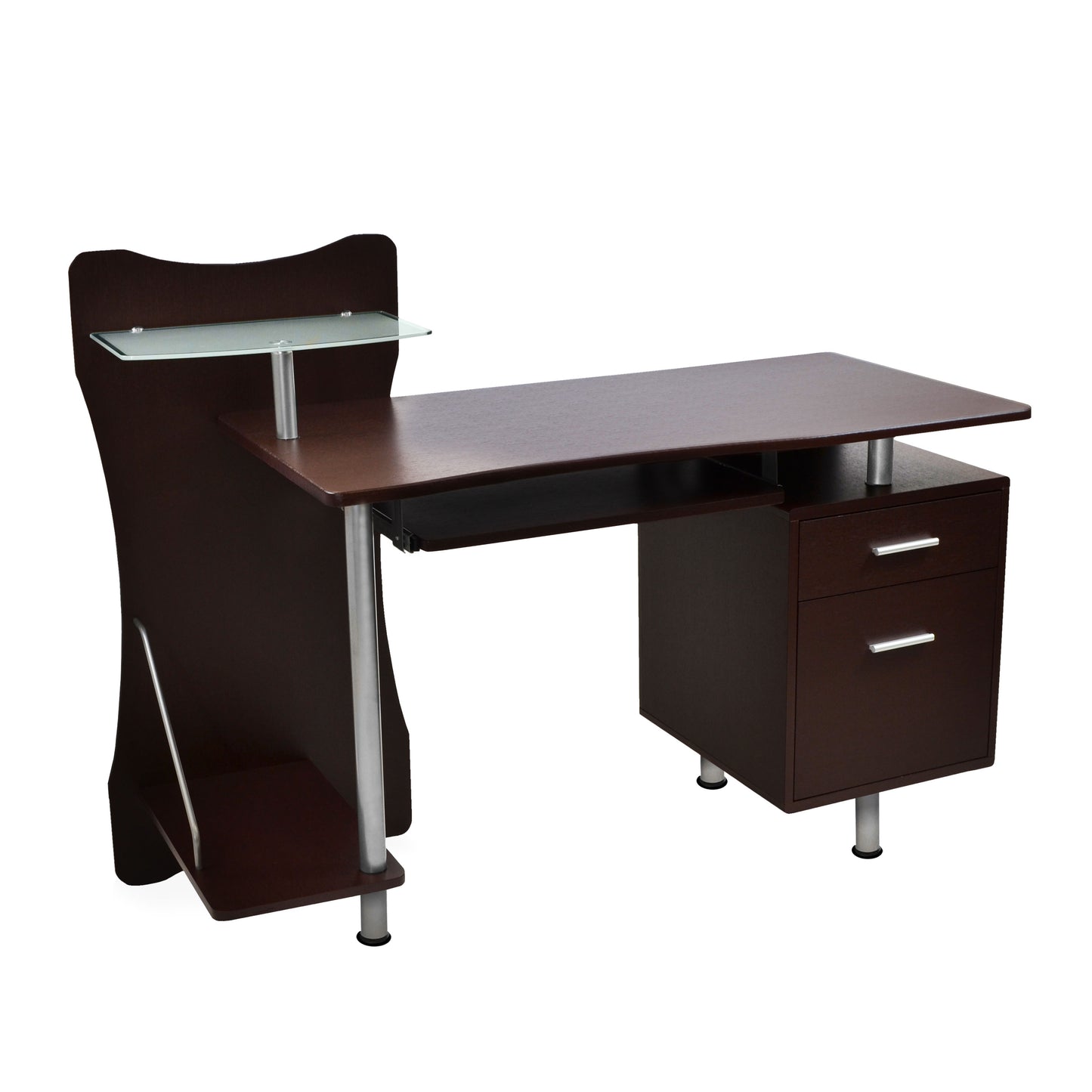 Techni Mobili Computer Desk with Spacious Storage, Chocolate