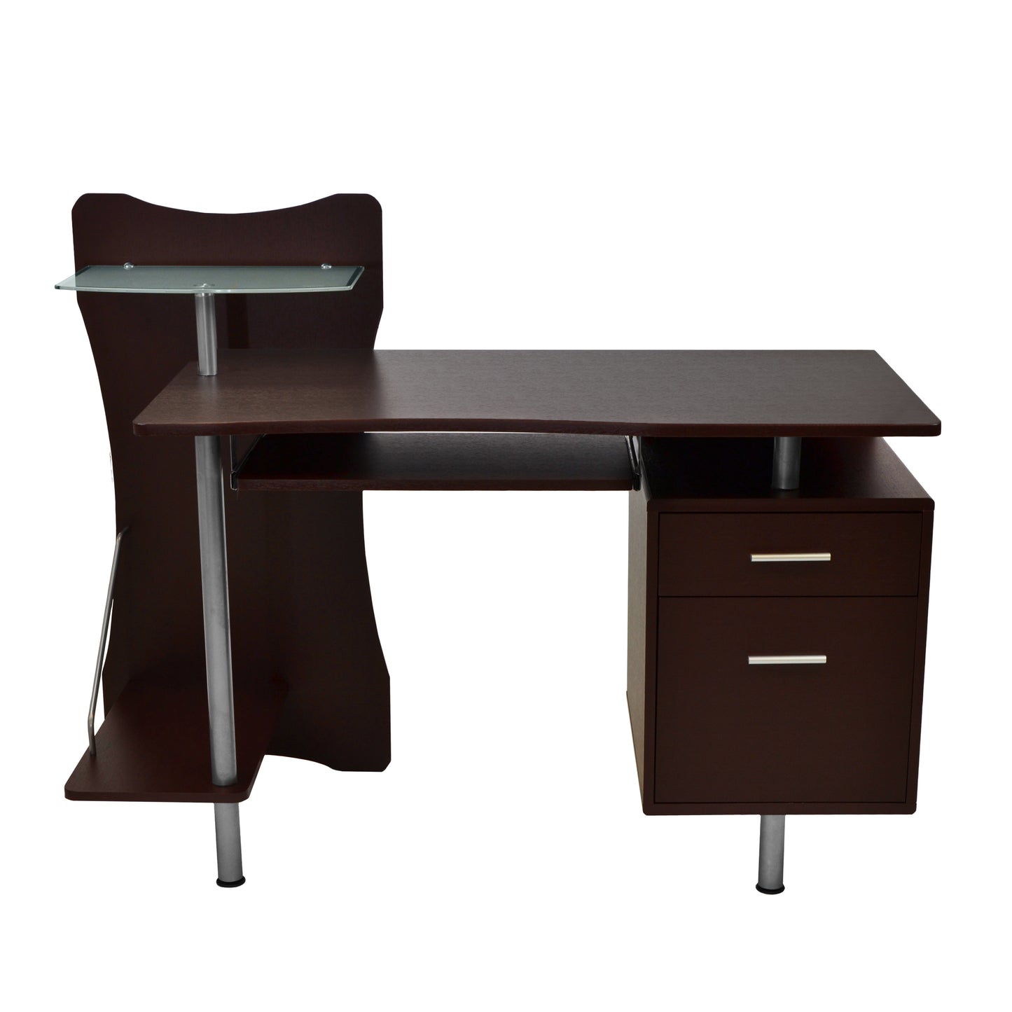 Techni Mobili Computer Desk with Spacious Storage, Chocolate