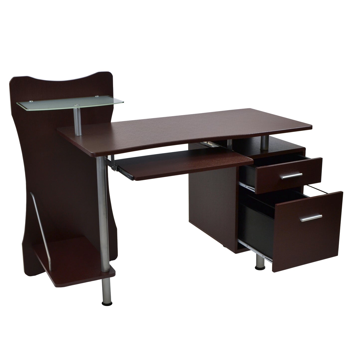 Techni Mobili Computer Desk with Spacious Storage, Chocolate