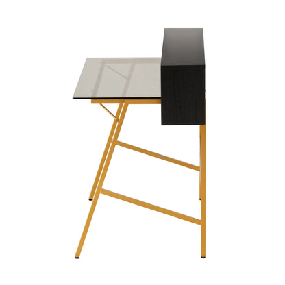 Techni Mobili Home Office Writing Desk with riser, Gold
