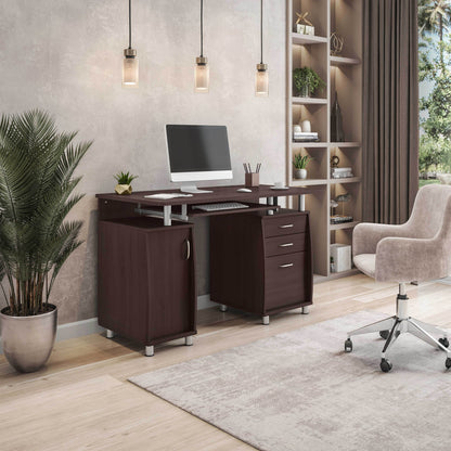 Techni Mobili Complete Workstation Computer Desk with Storage, Chocolate