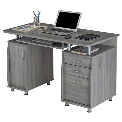Techni Mobili Complete Workstation Computer Desk with Storage, Grey