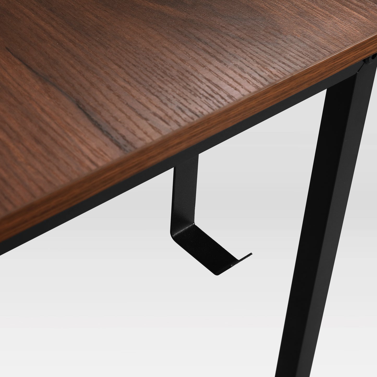Techni Mobili L-Shape Industrial Desk with storage shelves, Walnut