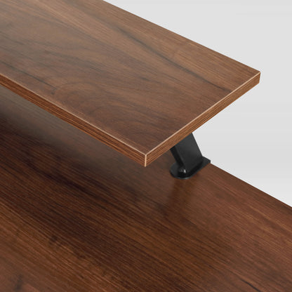Techni Mobili L-Shape Industrial Desk with storage shelves, Walnut