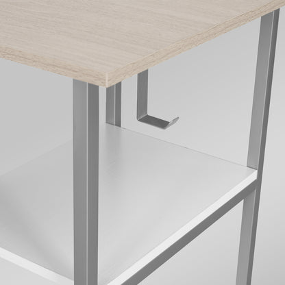 Techni Mobili L-Shape Home Office Two-Tone Desk with Storage, Sand