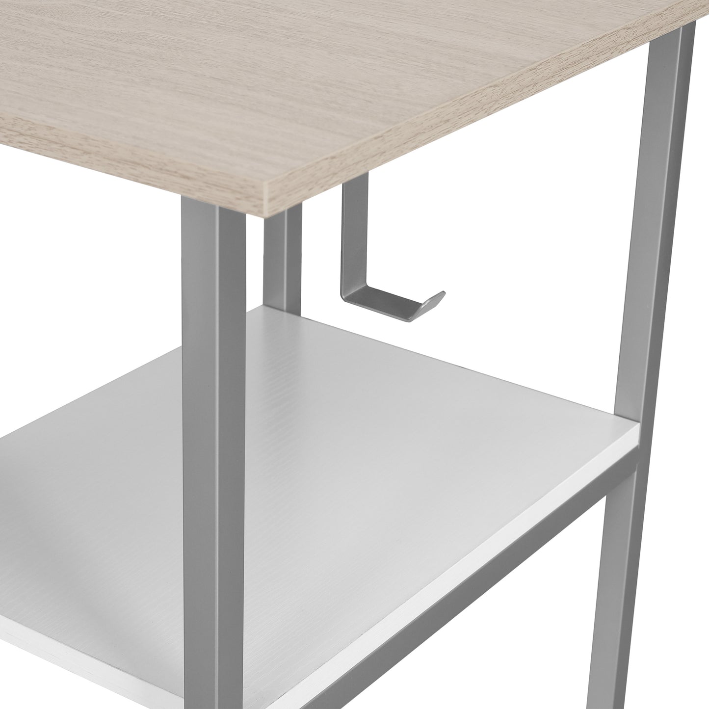 Techni Mobili L-Shape Home Office Two-Tone Desk with Storage, Sand