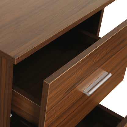 Techni Mobili L-Shape Home Office Two Tone Desk with Storage, Walnut