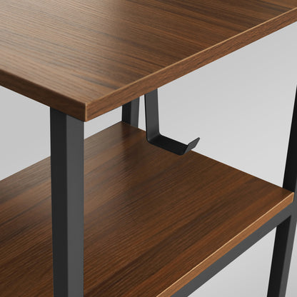 Techni Mobili L-Shape Home Office Two Tone Desk with Storage, Walnut