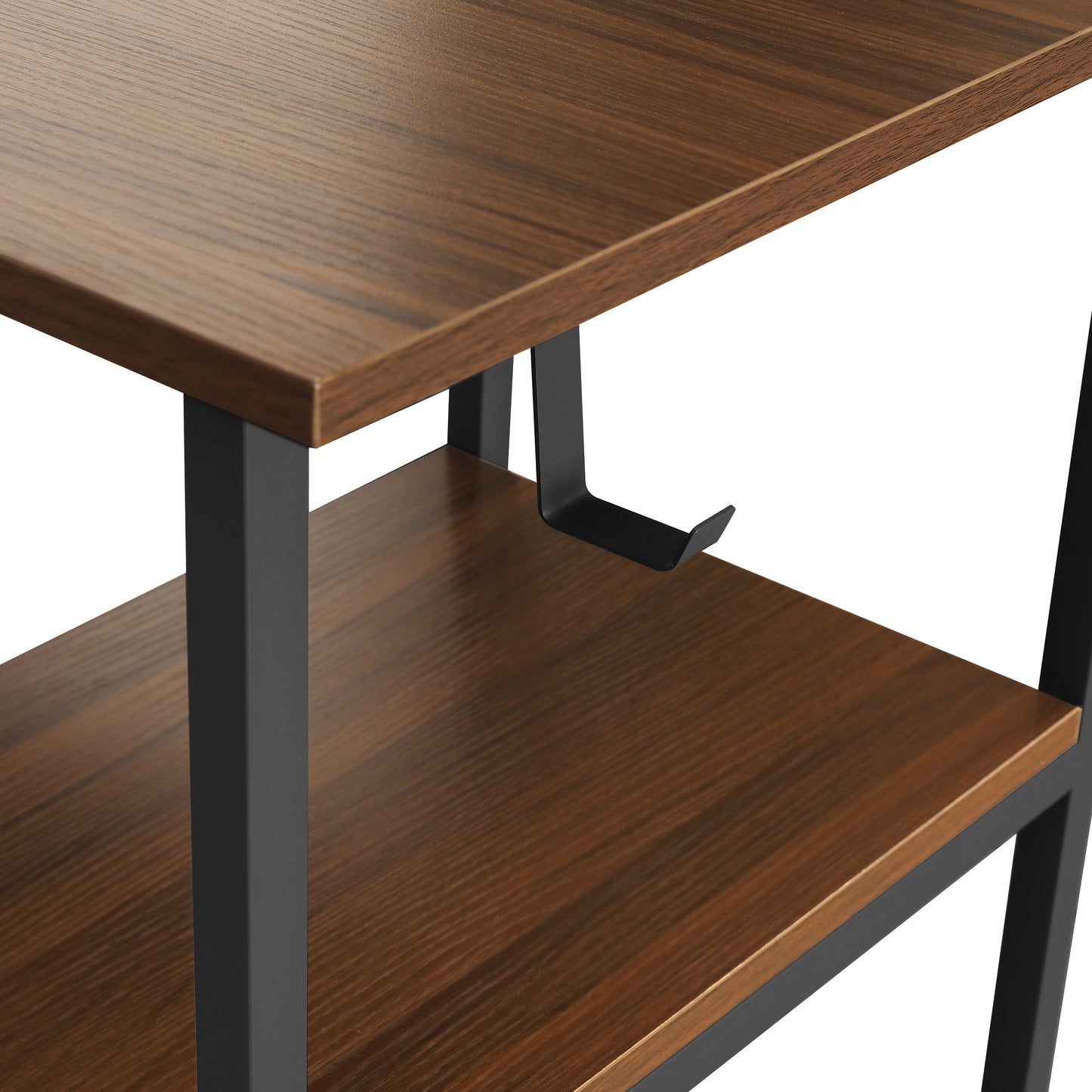 Techni Mobili L-Shape Home Office Two Tone Desk with Storage, Walnut