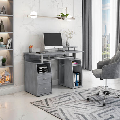 Techni Mobili Complete Computer Workstation Desk With Storage, Grey