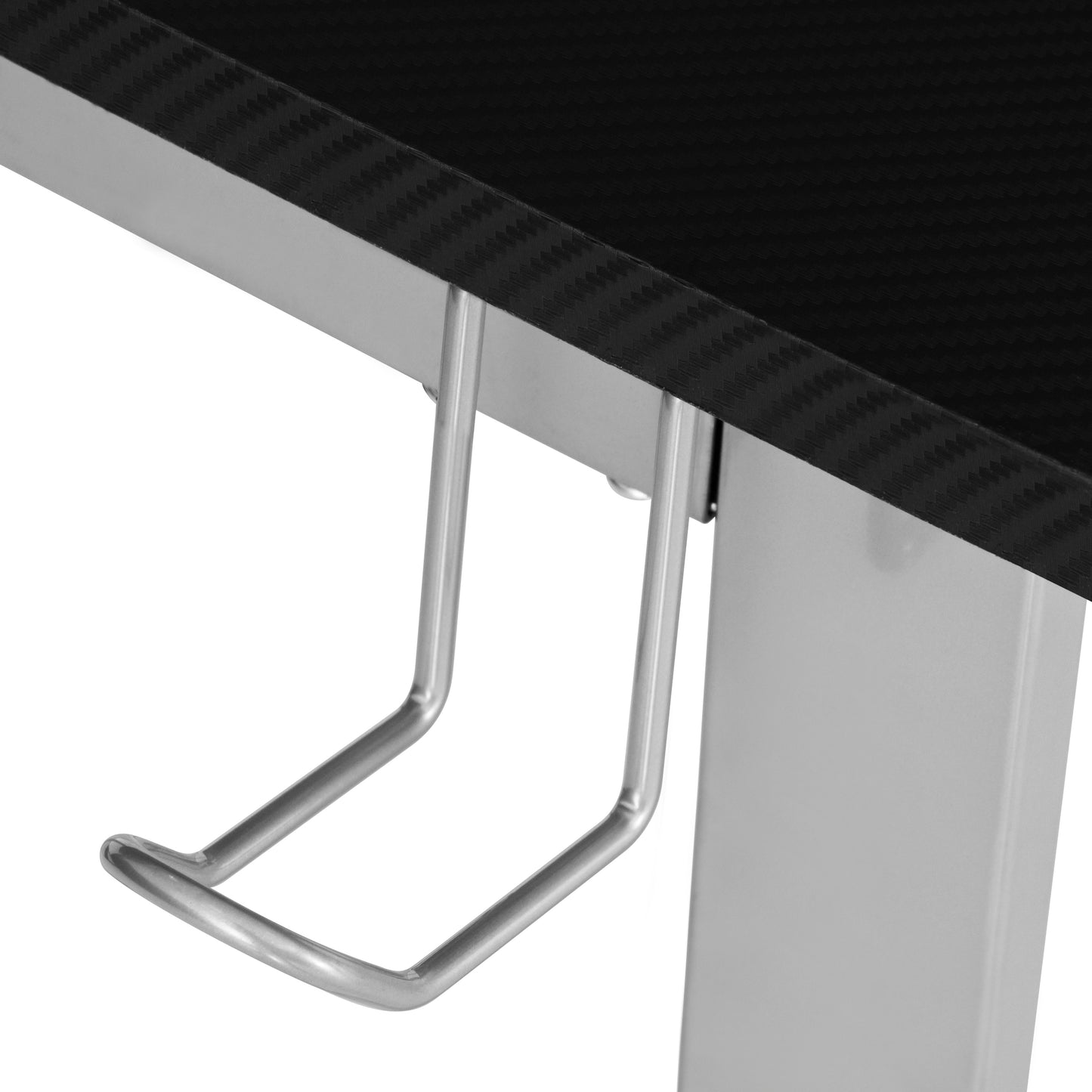 Techni Sport L-Shaped Gaming Desk with Dual Monitor Stands, Carbon Fiber Surface with Retractable Cup Holder and Headphone Hook, Black