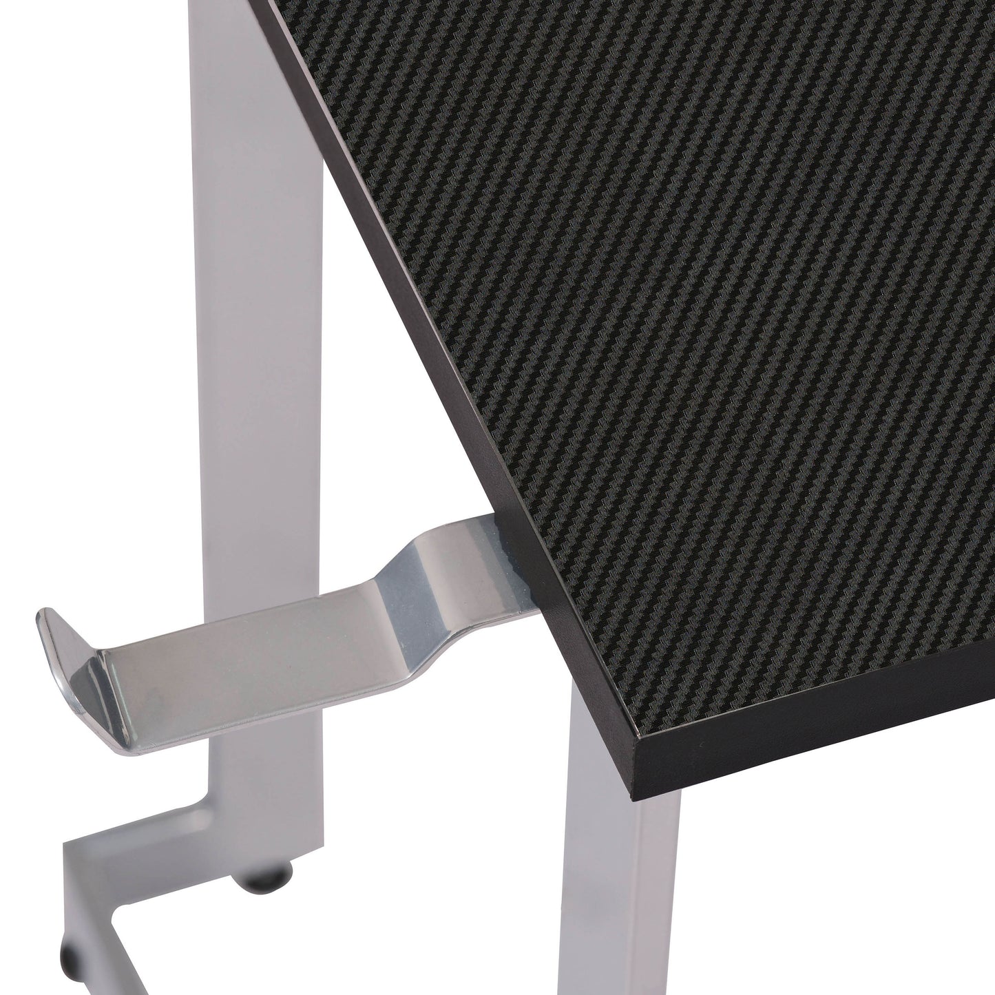Techni Sport L-Shaped Gaming Desk with Dual Monitor Stands, Carbon Fiber Surface with Retractable Cup Holder and Headphone Hook, Black