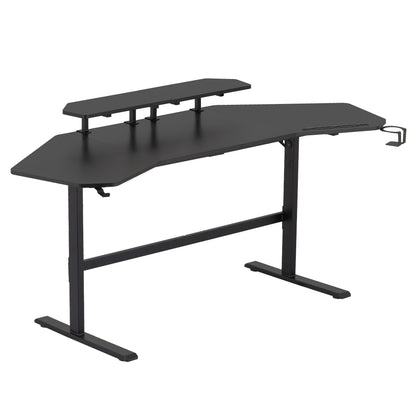 Techni Sport TS91D Gaming Desk with Shelves & Accessory Holder, Black 