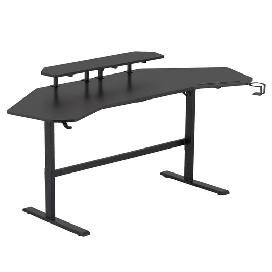 Techni Sport TS91D Gaming Desk with Shelves & Accessory Holder, Black 